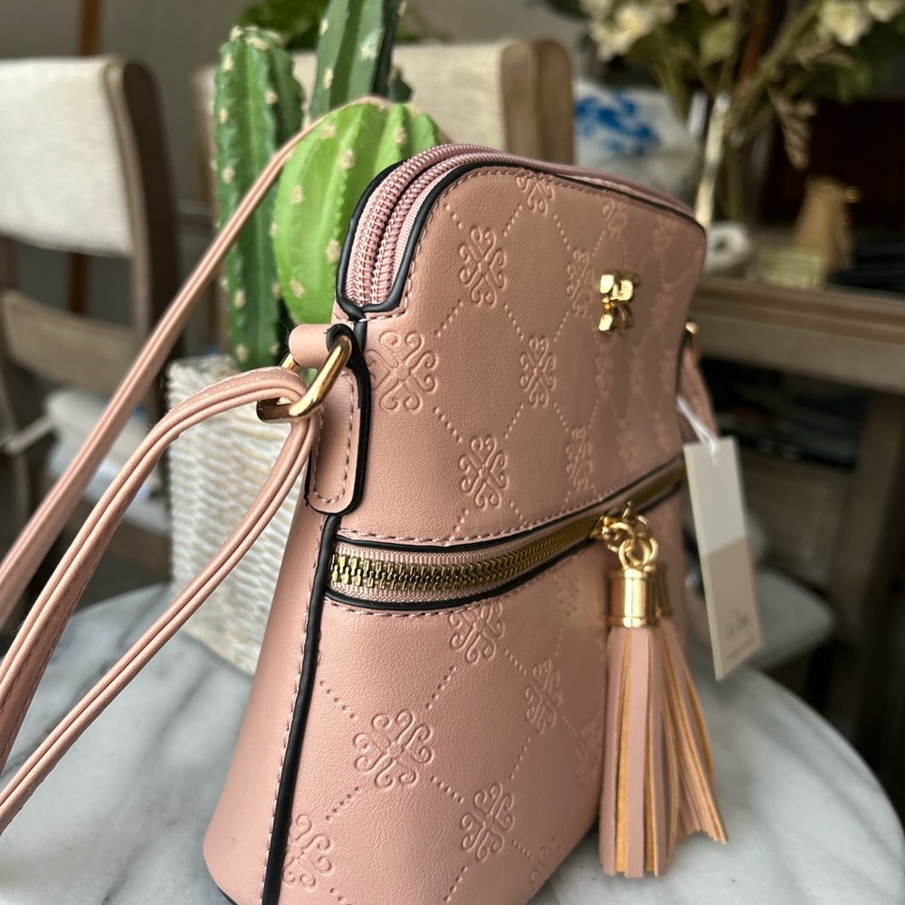 Blush Crossbody Bag with Tassels - Picture 4 of 7
